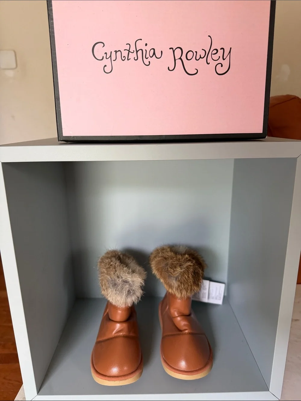 Cynthia Rowley Brown Faux Fur Cuff Ankle Boots
